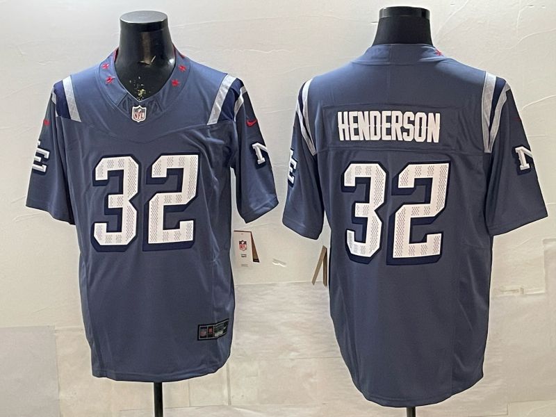 Men 2026 New England Patriots #32 Henderson Blue 5th generations Nike Limited NFL Jersey style 011->new england patriots->NFL Jersey
